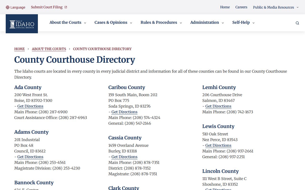 Bear Lake County arrest log court records directory in Idaho